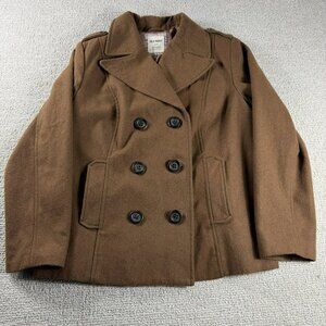 Old Navy Double Breasted Wool Blend Peacoat Brown Women's Size XL